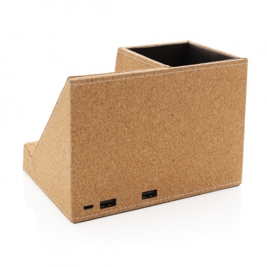 Logotrade promotional product image of: Cork pen holder and 5W wireless charger
