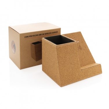Logotrade promotional gift image of: Cork pen holder and 5W wireless charger
