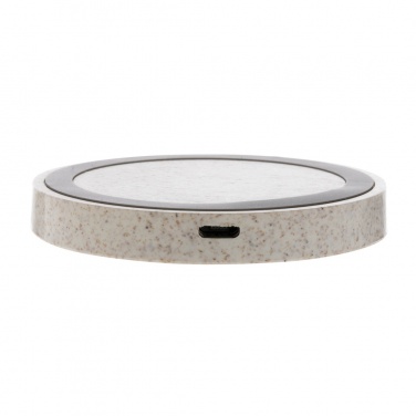 Logo trade promotional merchandise picture of: Wheat Straw 5W round wireless charging pad