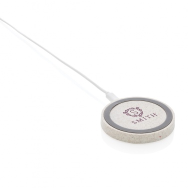 Logo trade promotional products picture of: Wheat Straw 5W round wireless charging pad