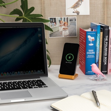 Logo trade promotional items image of: Bamboo 5W wireless charging stand