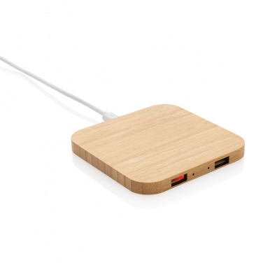Logotrade promotional merchandise photo of: Bamboo 10W wireless charger with USB
