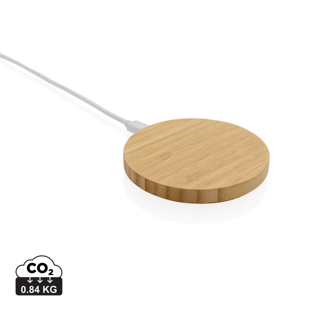 Logo trade corporate gifts picture of: Bamboo 15W wireless charger