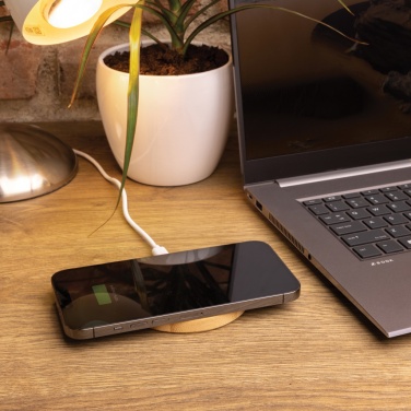 Logotrade promotional item picture of: Bamboo 15W wireless charger