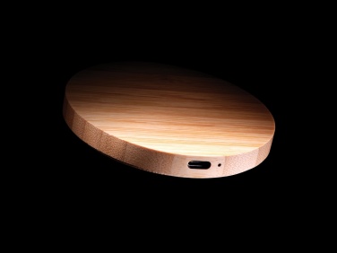 Logo trade promotional items image of: Bamboo 15W wireless charger