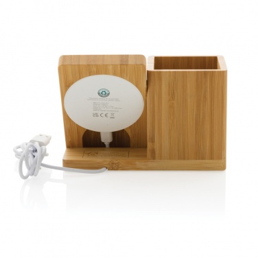 Logo trade advertising product photo of: Calgary bamboo 10W wireless charger