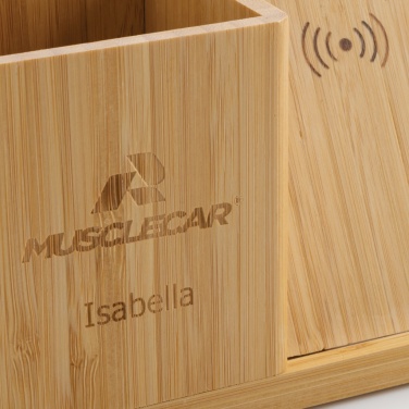Logo trade promotional merchandise image of: Calgary bamboo 10W wireless charger