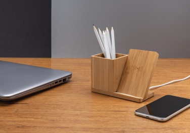 Logotrade promotional product image of: Calgary bamboo 10W wireless charger