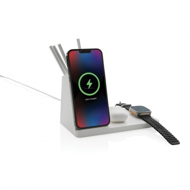 Logotrade promotional merchandise picture of: Ontario recycled plastic & bamboo 3-in-1 wireless charger