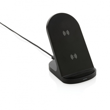 Logotrade promotional merchandise picture of: RCS recycled plastic double coil wireless stand 15W