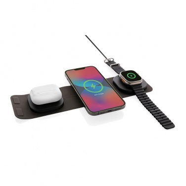 Logo trade corporate gifts picture of: Swiss Peak RCS rplastic 3-in-1 wireless 15W travel charger