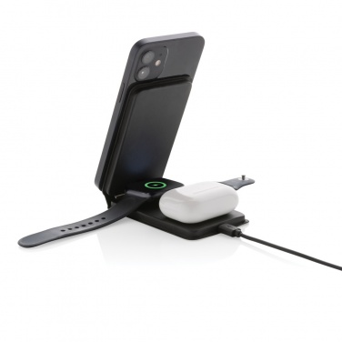 Logotrade promotional item image of: Swiss Peak RCS rPU 15W  3-in-1 magnetic wireless charger