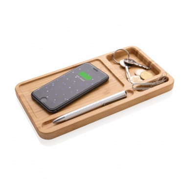 Logo trade promotional giveaways picture of: Bamboo desk organiser 5W wireless charger
