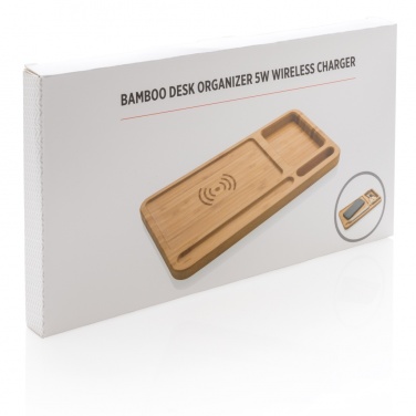 Logo trade promotional giveaways picture of: Bamboo desk organiser 5W wireless charger