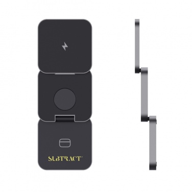 Logo trade promotional gifts image of: Terra RCS recycled aluminum foldable 3 in 1 15W charger