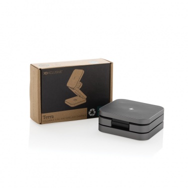 Logotrade promotional item image of: Terra RCS recycled aluminum foldable 3 in 1 15W charger
