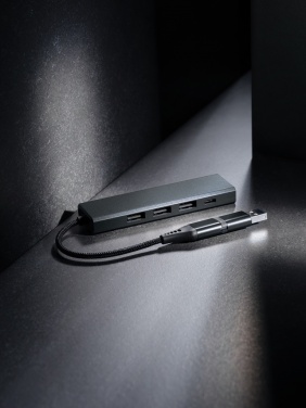 Logo trade promotional gifts image of: Terra RCS recycled aluminium hub with 3 USB ports