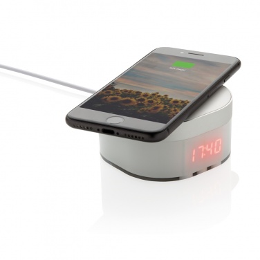 Logo trade business gifts image of: Aria 5W Wireless Charging Digital Clock