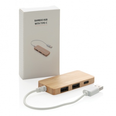 Logo trade promotional merchandise image of: Bamboo hub with Type-C