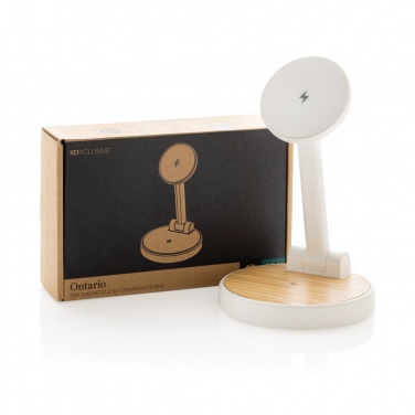 Logo trade promotional gifts image of: Ontario RCS rplastic 15W magnetic charging 2 in 1 stand
