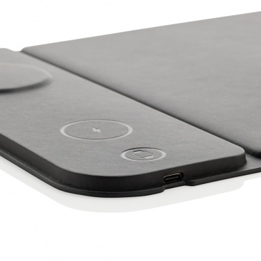 Logo trade promotional giveaways image of: Swiss peak RCS recycled PU 15W 3 in 1 charging mousepad
