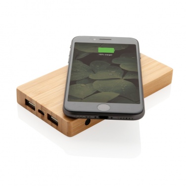 Logotrade corporate gift picture of: Bamboo 4.000 mAh wireless 5W Powerbank