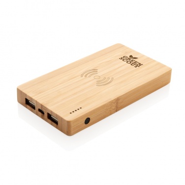 Logo trade promotional products picture of: Bamboo 4.000 mAh wireless 5W Powerbank