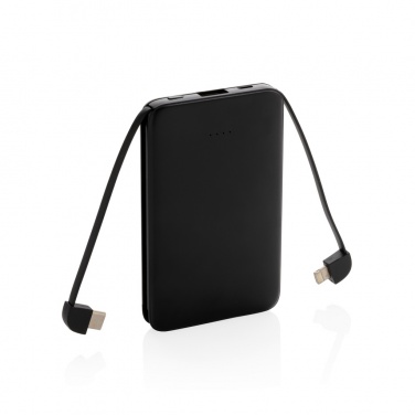 Logo trade corporate gifts image of: 5.000 mAh Pocket Powerbank with integrated cables