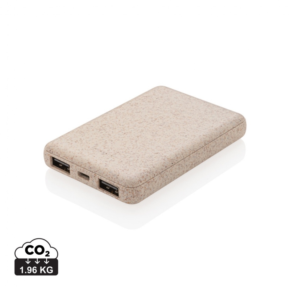 Logotrade promotional products photo of: Wheat Straw 5.000 mAh Pocket Powerbank