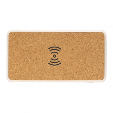 Logo trade promotional giveaways image of: Cork and Wheat Straw 8.000 mAh 5W wireless powerbank