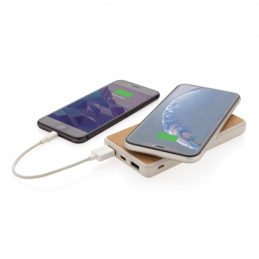 Logo trade promotional giveaway photo of: Cork and Wheat Straw 8.000 mAh 5W wireless powerbank