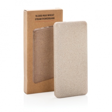 Logo trade promotional giveaways image of: 10.000 mah wheat straw powerbank