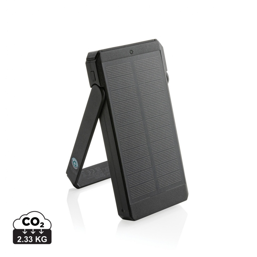 Logo trade promotional merchandise photo of: Skywave RCS recycled plastic solar powerbank 10000 mAh