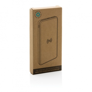 Logo trade advertising products image of: RCS recycled plastic 8000 mAh Wireless Powerbank