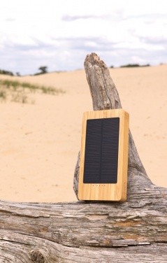 Logotrade promotional gift image of: Sunwick 10.000 mAh Bamboo solar powerbank