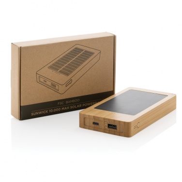 Logo trade promotional gifts picture of: Sunwick 10.000 mAh Bamboo solar powerbank
