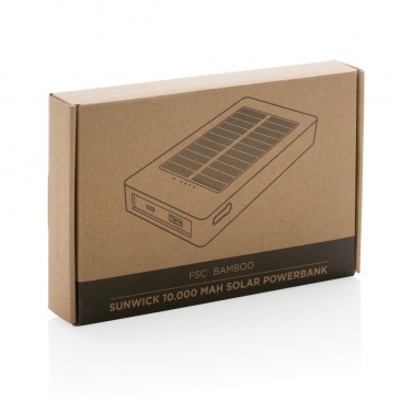 Logo trade promotional items picture of: Sunwick 10.000 mAh Bamboo solar powerbank