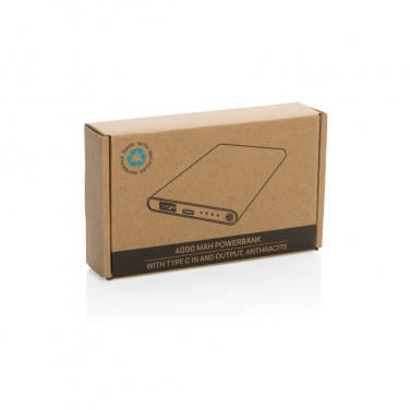 Logotrade promotional product image of: RCS recycled plastic/aluminum 4000 mah powerbank with type C