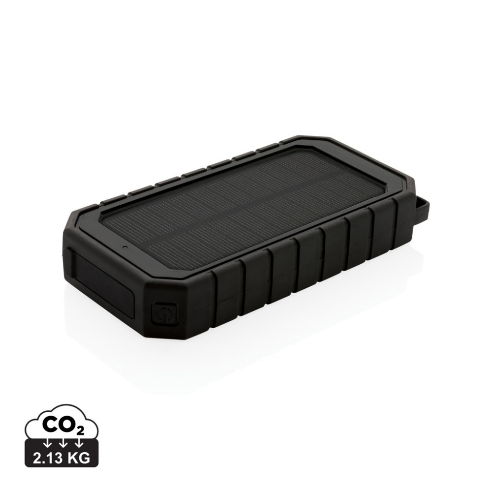 Logo trade promotional merchandise picture of: RCS recycled plastic Solar powerbank with 10W Wireless