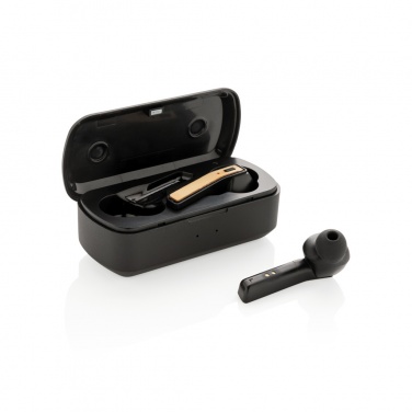 Logo trade promotional merchandise picture of: Bamboo Free Flow TWS earbuds in case