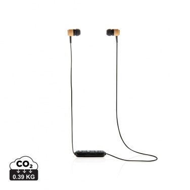 Logotrade promotional product image of: Bamboo wireless earbuds