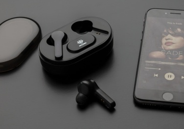 Logo trade promotional merchandise photo of: Light up logo TWS earbuds in charging case