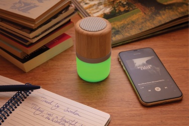 Logotrade promotional products photo of: Bamboo colour changing 3W speaker light