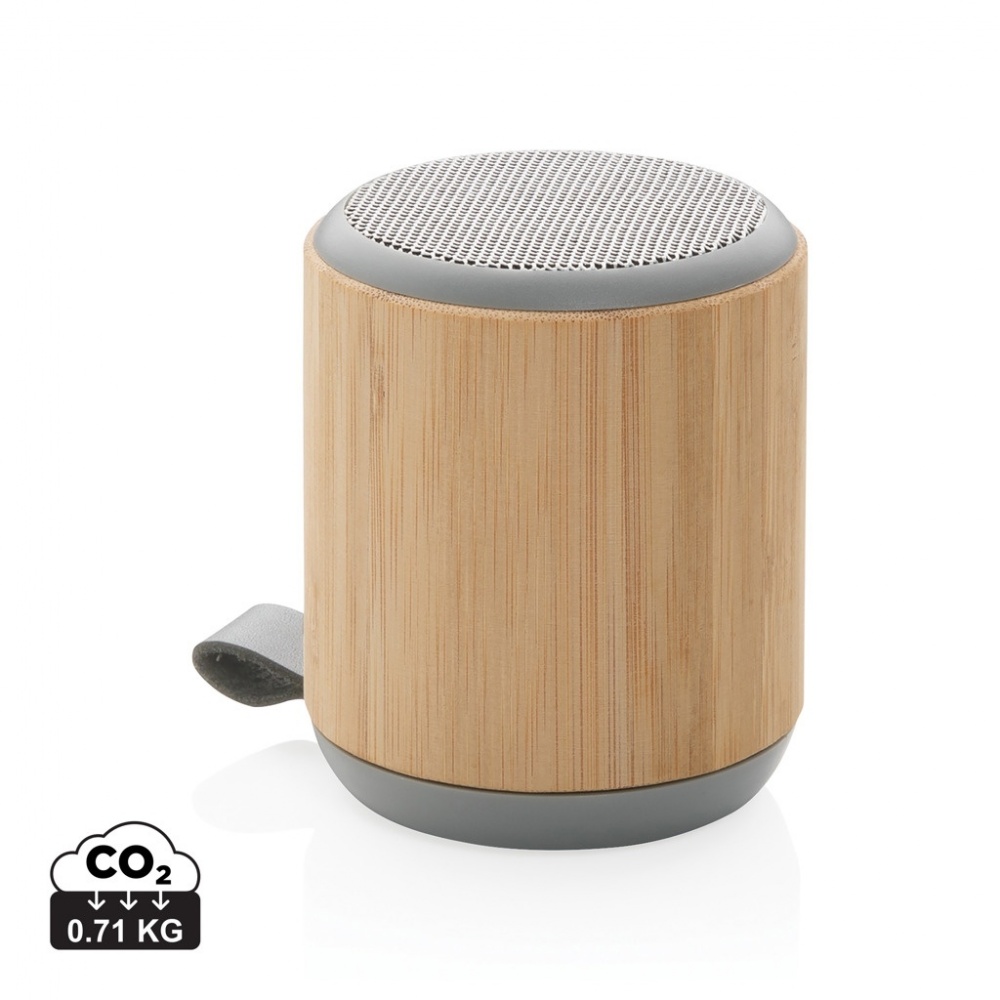 Logo trade corporate gifts image of: Bamboo and fabric 3W wireless speaker