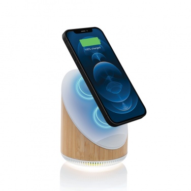 Logotrade corporate gift picture of: Ovate bamboo 5W speaker with 15W wireless charger