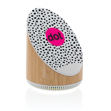 Logo trade business gift photo of: Ovate bamboo 5W speaker with 15W wireless charger