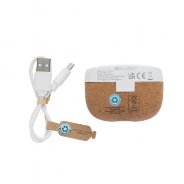 Logo trade corporate gifts picture of: Oregon RCS recycled plastic and cork TWS earbuds
