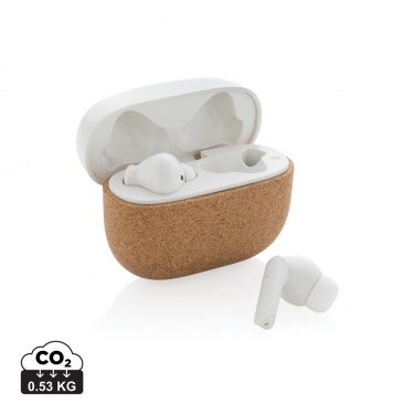 Logotrade promotional item picture of: Oregon RCS recycled plastic and cork TWS earbuds