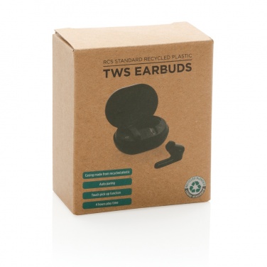 Logo trade advertising products image of: RCS standard recycled plastic TWS earbuds