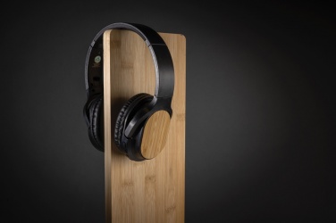 Logo trade promotional products image of: RCS and bamboo Elite Foldable wireless headphone